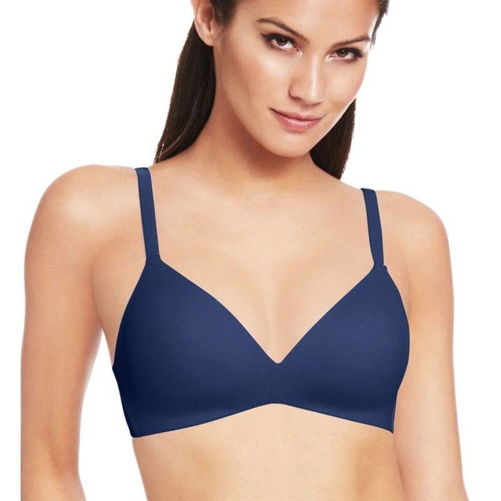 Wacoal Women's Blue How Perfect Comfortable Wireless T-Shirt Bra 34C